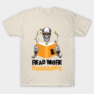 Read More Books Halloween Cute Ghost Skeleton Librarian Teacher, read more boooooks T-Shirt